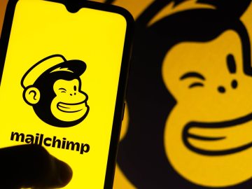 MailChimp logo on a mobile phone