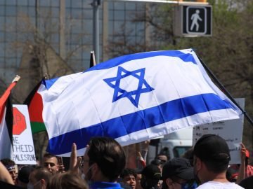 Israel Palestine protest flags