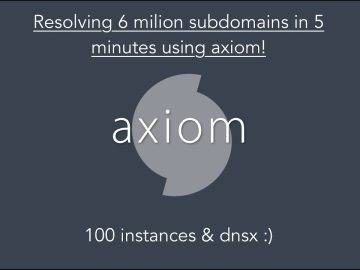 Axiom Demo - Resolving 6 million domains in 5 minutes with 100 instances!