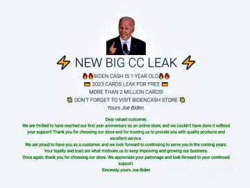 BidenCash Leaks 2 Million Credit Cards in Birthday Blitz