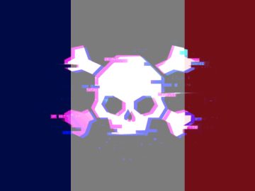 Skull and cross bones on a French flag