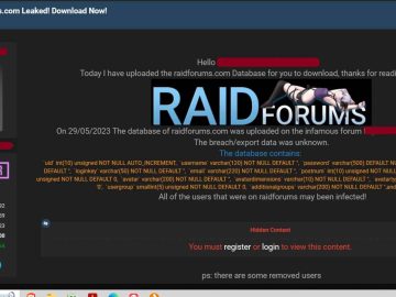 478,000 RaidForums members data leaked to a new hacker forum