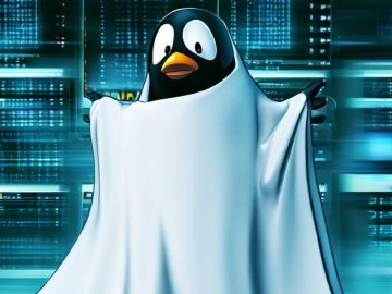 Tux dressed as a ghost