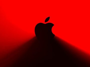 Apple logo in red
