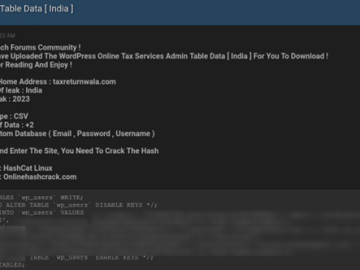 Indian TaxPayer Data Leak