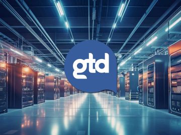 GTD logo over a data center