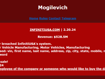 Infiniti USA Cyberattack Reveals New Mogilevich Ransomware Infiniti USA Cyberattack