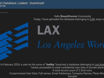 IntelBroker claimed the hack of the Los Angeles International Airport