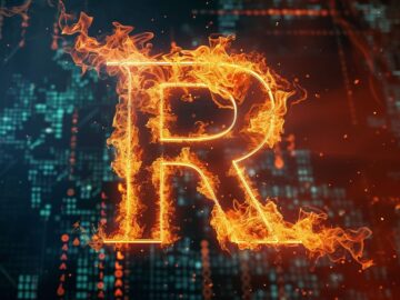 Letter R on fire