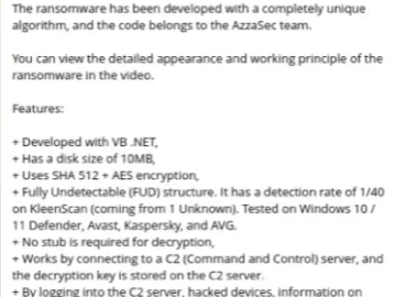 AzzaSec Announces New And Advanced Windows Ransomware Builder AzzaSec Announces New Windows Ransomware Builder