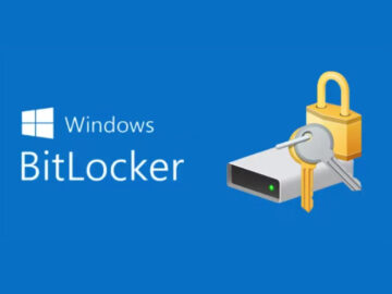 The BitLocker logo of a hard drive, keys, and a lock