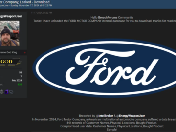 Ford data breach involved a third-party supplier