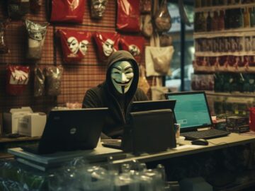 Hacker in a shop