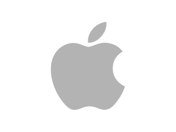 The Apple logo in grey