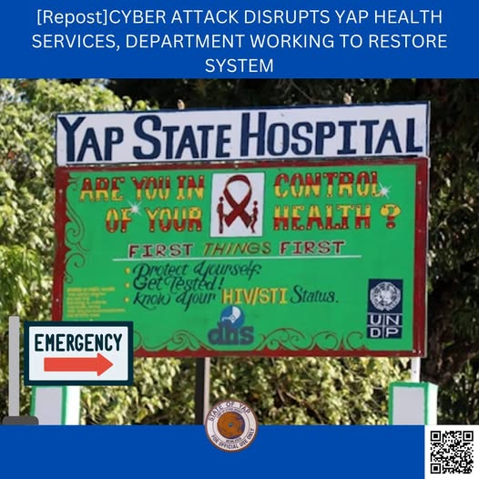 A ransomware attack hit the Micronesian state of Yap, causing the health system network to go down.