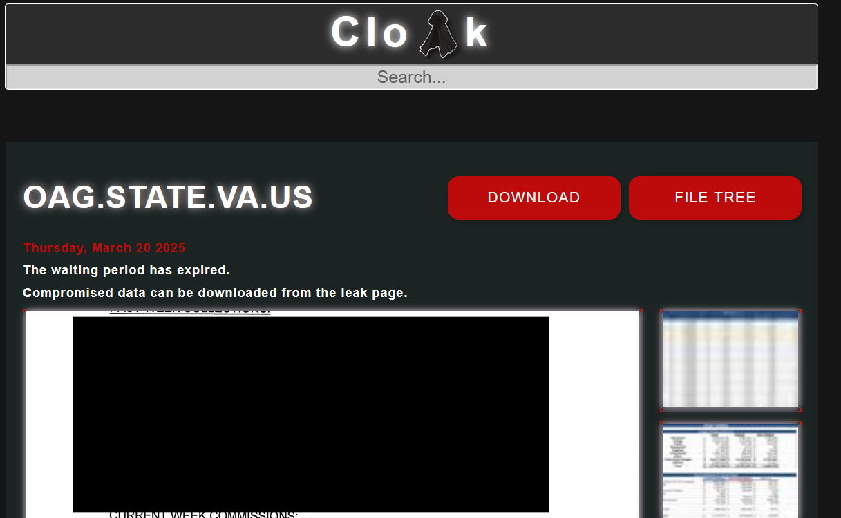 Cloak ransomware group hacked the Virginia Attorney General’s Office