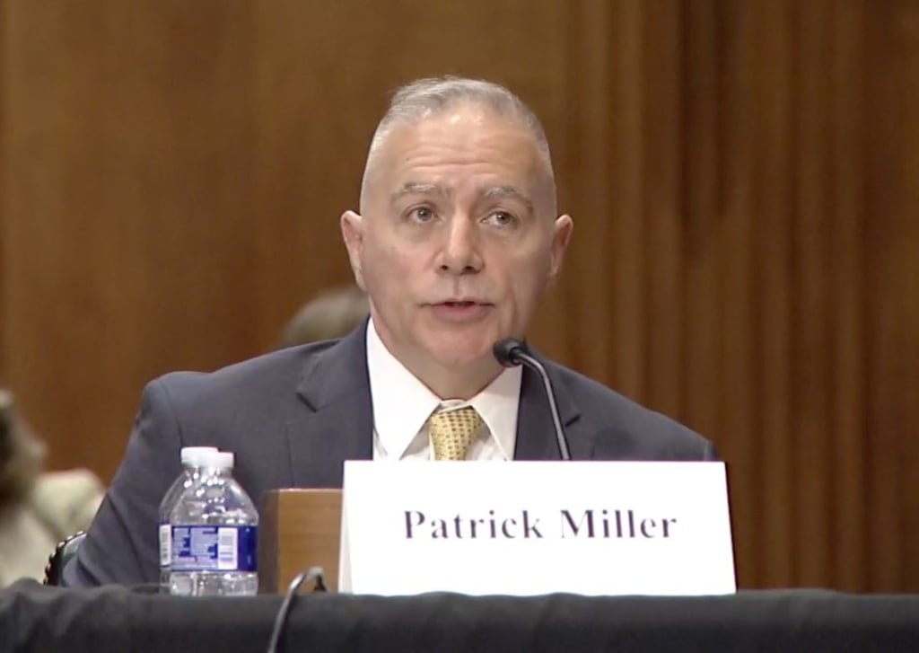 A screengrab of Patrick Miller, CEO and owner of Ampyx Cyber, an industrial security consulting firm, testifying before the US-China Economic and Security Review Commission in Washington on Thursday.