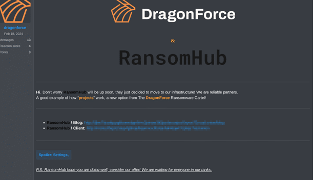 DragonForce Takes Over RansomHub