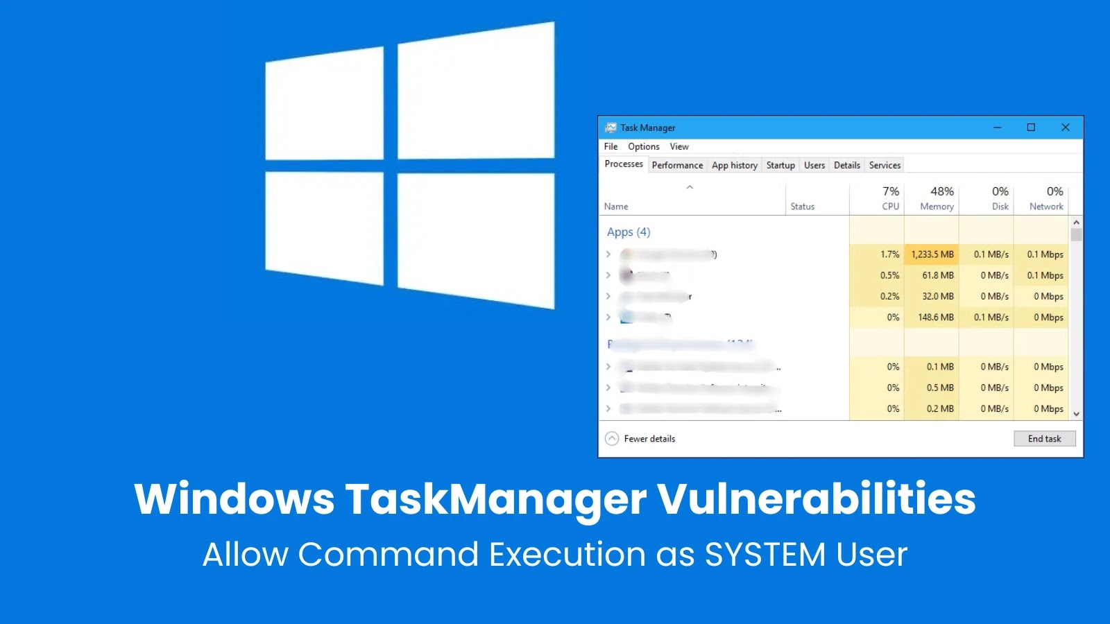 New Windows TaskManager Vulnerabilities Allows Command Execution as SYSTEM User