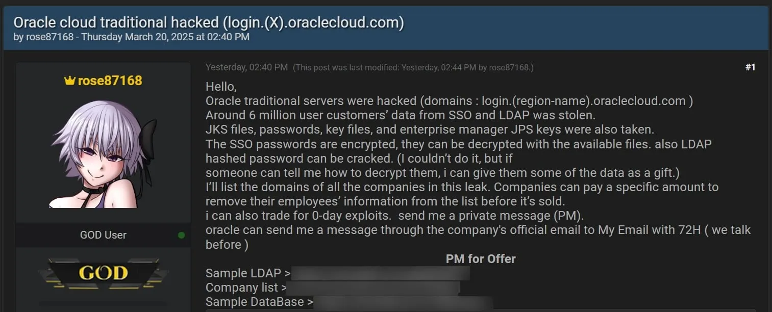 Oracle privately notifies Cloud data breach to customers