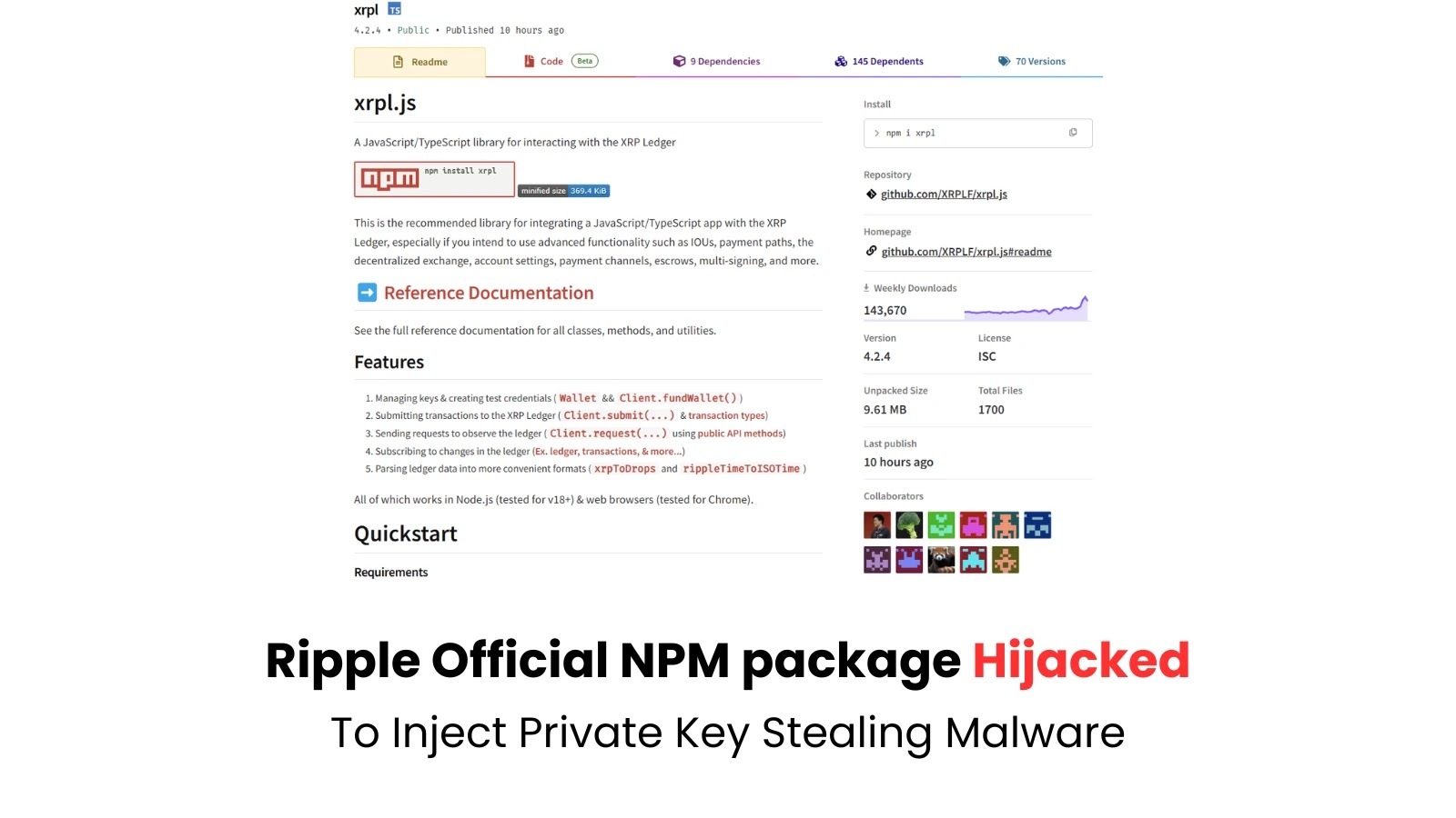 Ripple XPRL Official NPM Package Hijacked To Inject Private Key Stealing Malware