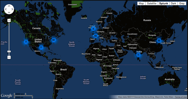 Visualizing Interesting Log Events Using Splunk’s Google Maps Application