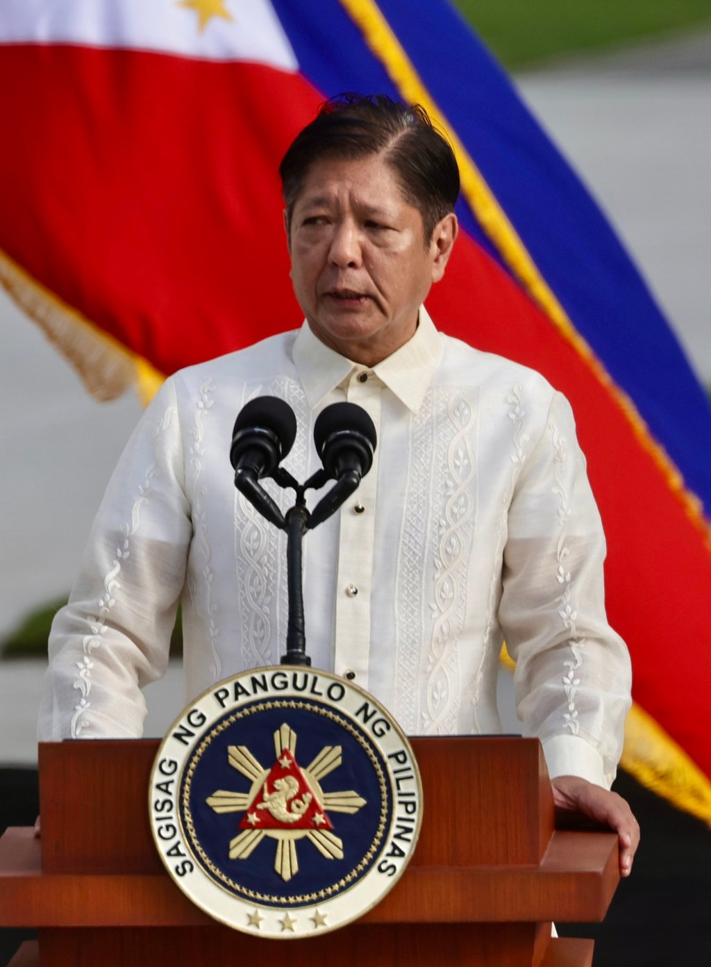Philippine President Ferdinand Marcos Jnr speaks at a WWII commemorative event in Manila last month. Photo: EPA-EFE