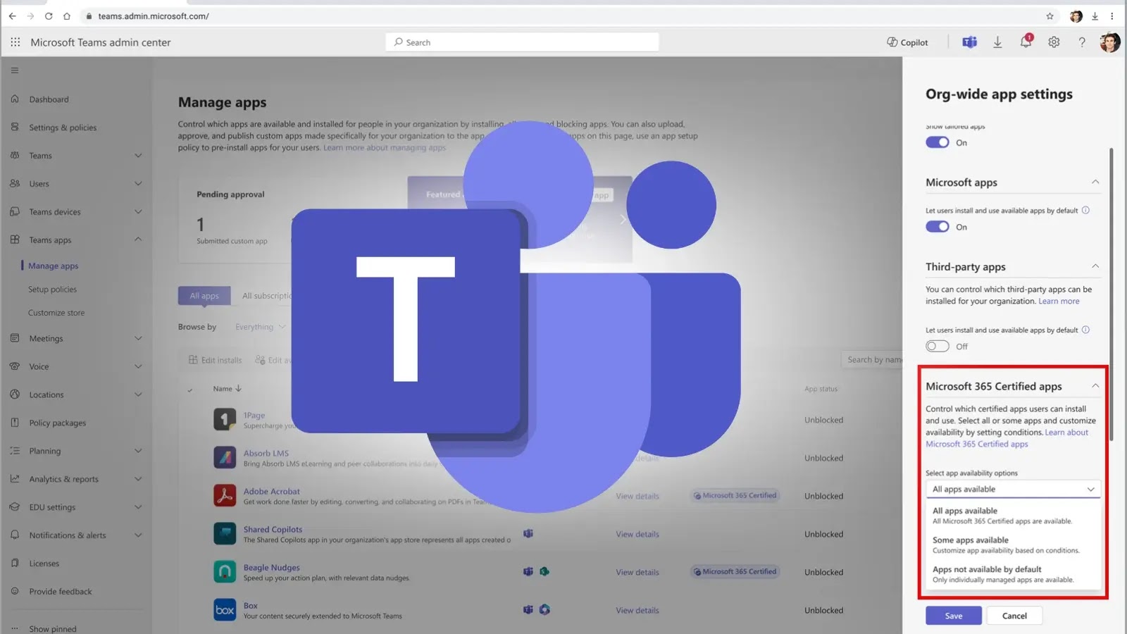 Microsoft Teams Adds Feature for Admins to Control 365 Certified Apps with Custom Rules