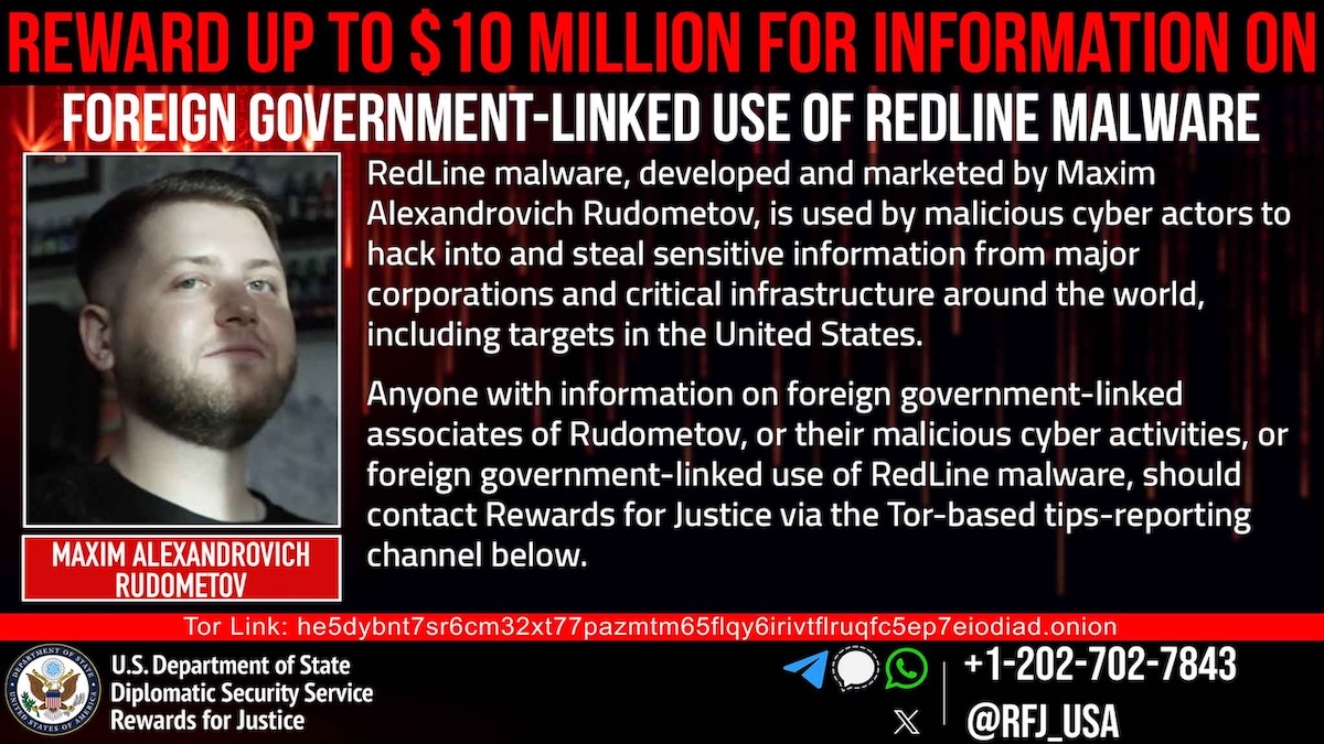 Maxim Rudometov RedLine reward