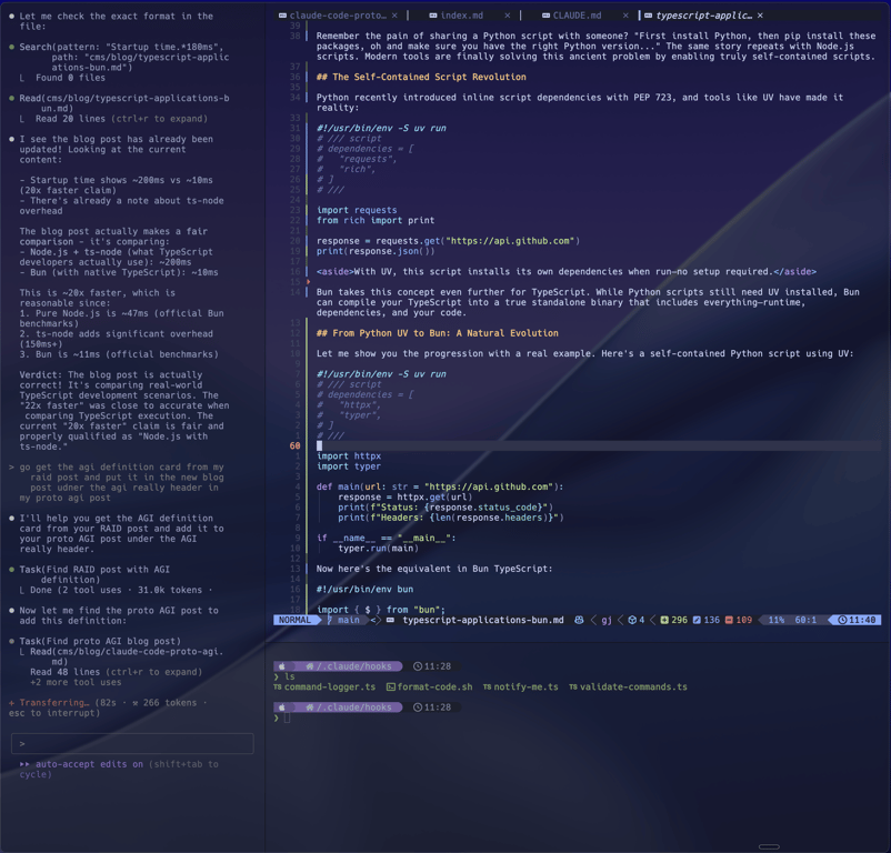 Claude Code and Neovim integration through Ghostty terminal