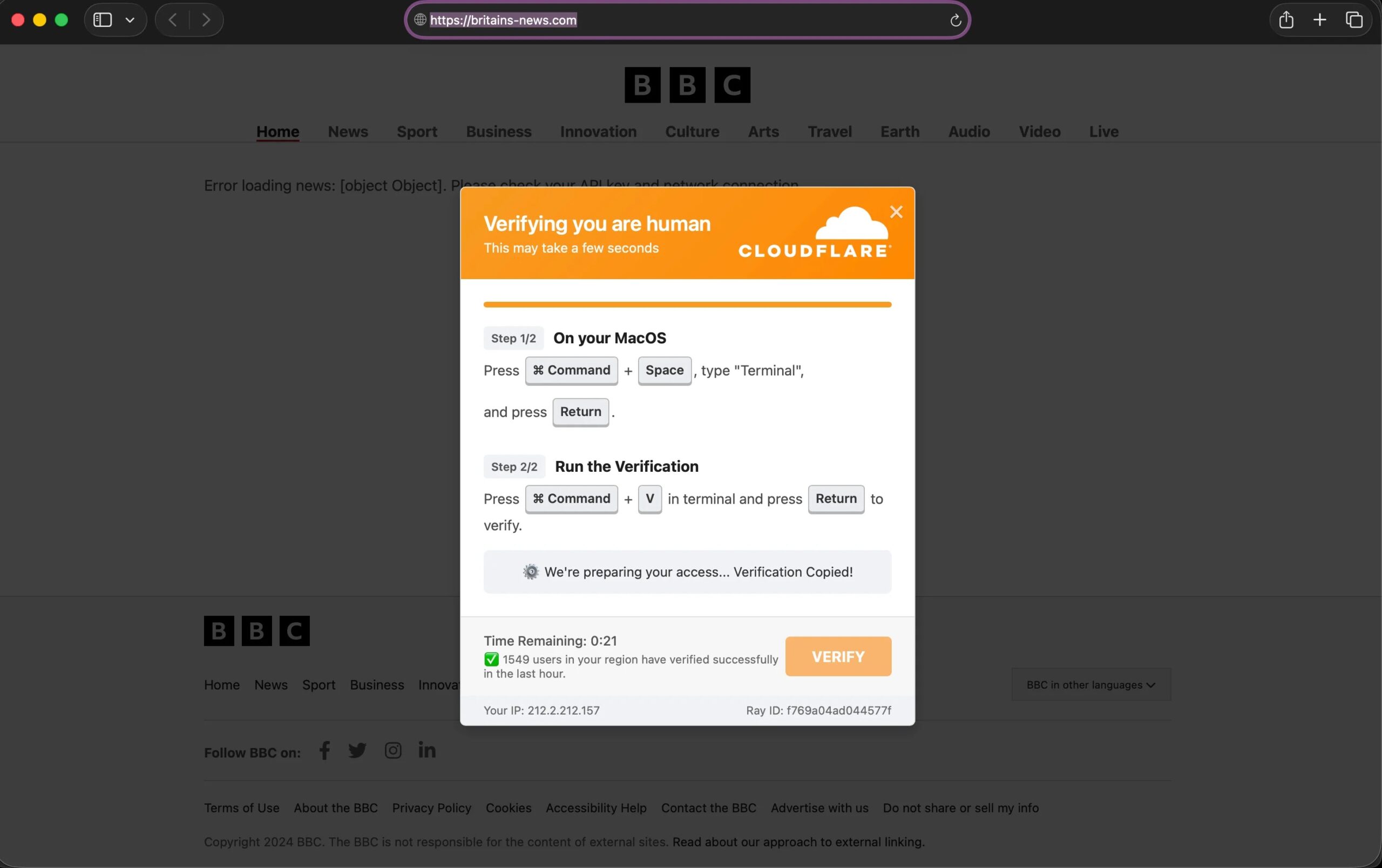 New ClickFix Attack Uses Fake BBC News Page and Fraudulent Cloudflare Verification to Trick Users New ClickFix Attack Uses Fake BBC News Page and Fraudulent Cloudflare Verification to Trick Users