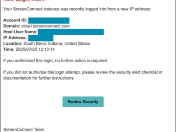 ScreenConnect admins targeted with spoofed login alerts