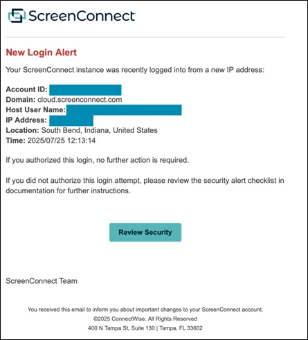 ScreenConnect admins targeted with spoofed login alerts ScreenConnect admins targeted with spoofed login alerts