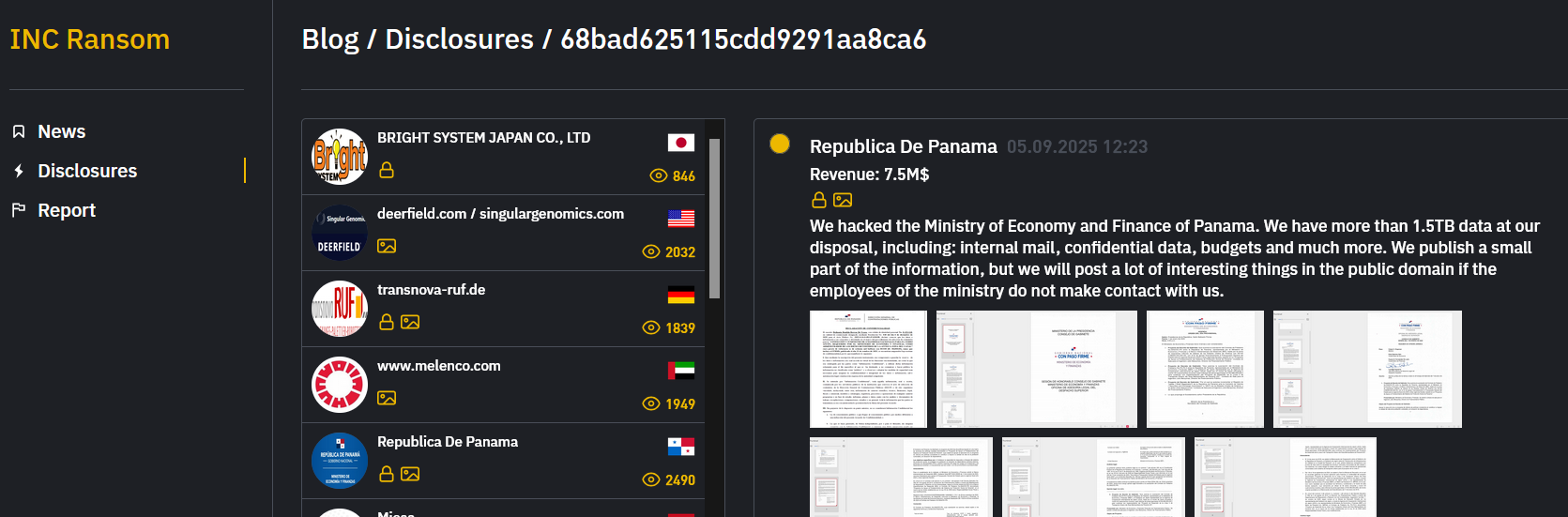 INC ransom group claimed the breach of Panama’s Ministry of Economy and Finance INC ransom group claimed the breach of Panama’s Ministry of Economy and Finance