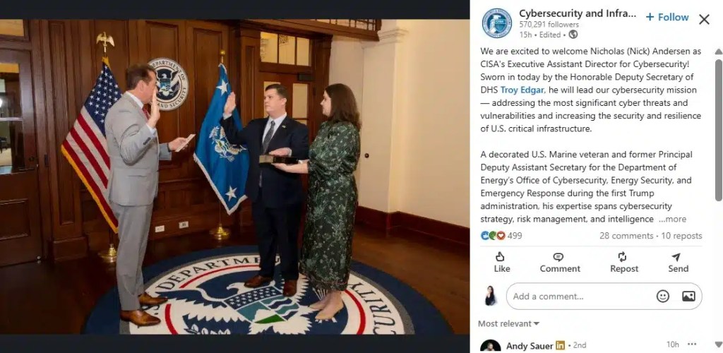 Nicholas Andersen Takes Helm Of Cybersecurity At CISA Nicholas Andersen