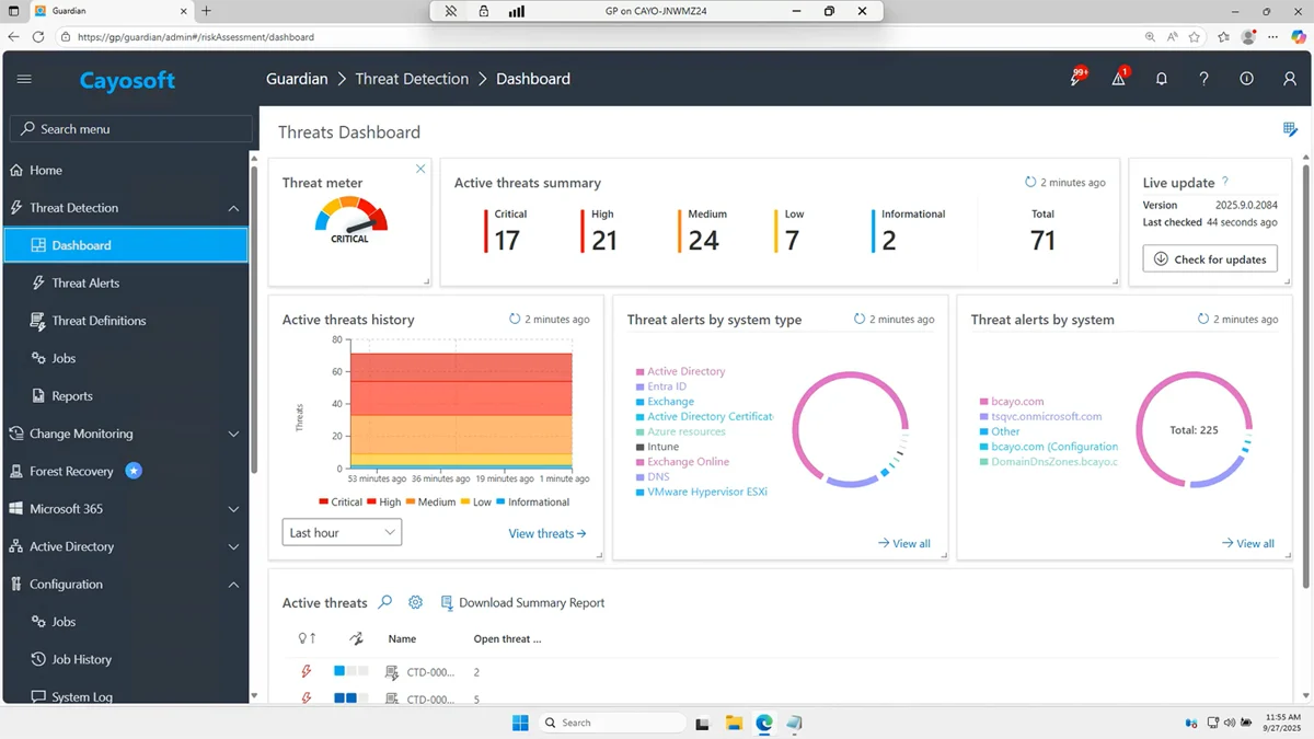 Cayosoft Guardian Protector safeguards Microsoft 365 and hybrid identity systems Cayosoft Guardian Protector safeguards Microsoft 365 and hybrid identity systems