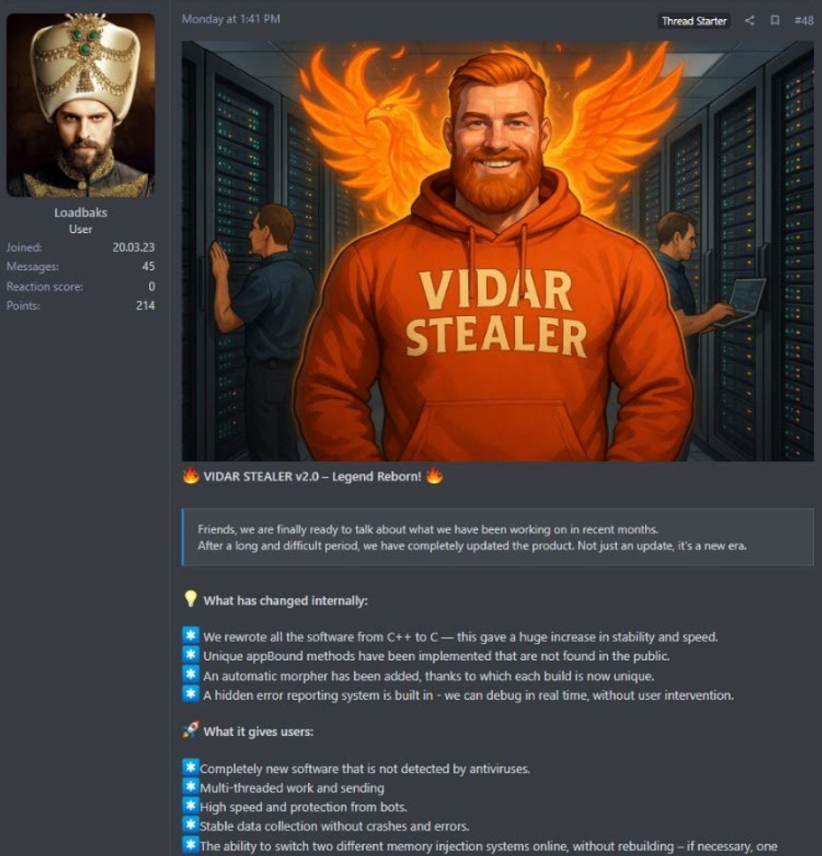 Vidar Stealer 2.0 Boosts Infostealer's Theft And Evasion