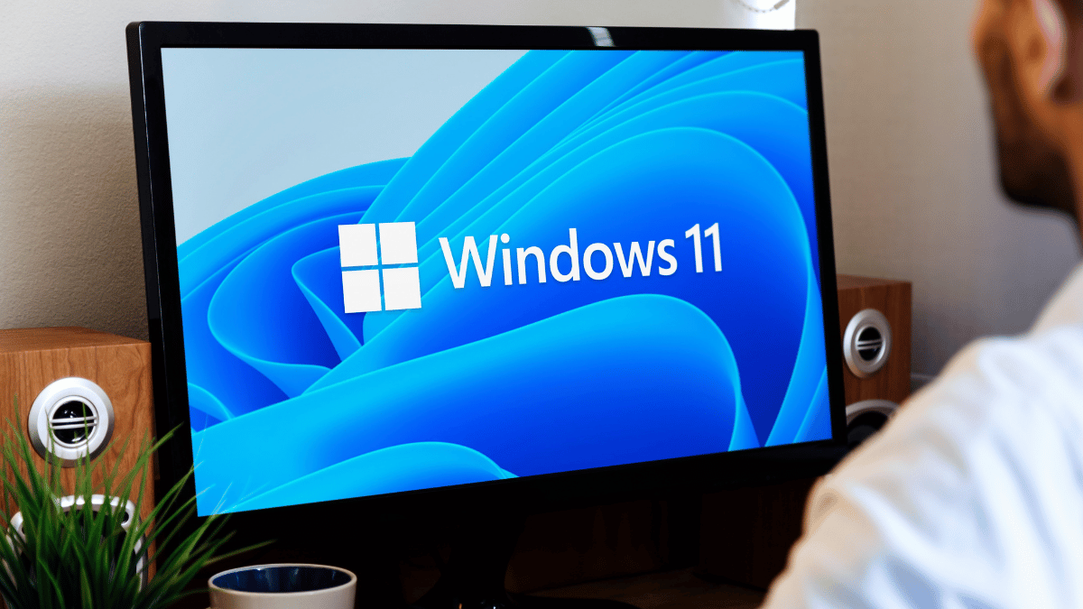 Windows update breaks USB support in recovery mode A man looking at s Windows 11 logo on a computer screen