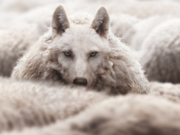 Attack of the clones: Fake ChatGPT apps are everywhere Image of wolf disguised as a sheep among a flock of sheep