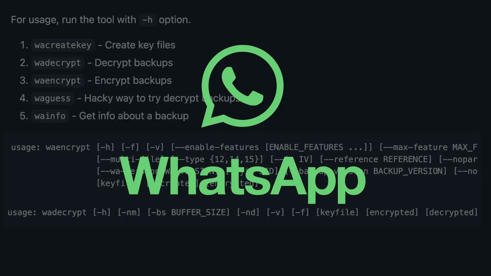 WhatsApp Crypt Tool to Encrypt and Decrypt WhatsApp Backups
